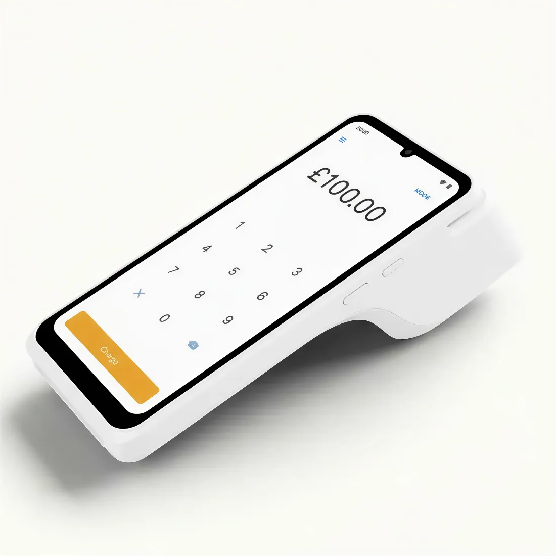 A card terminal showing a £100.00 charge